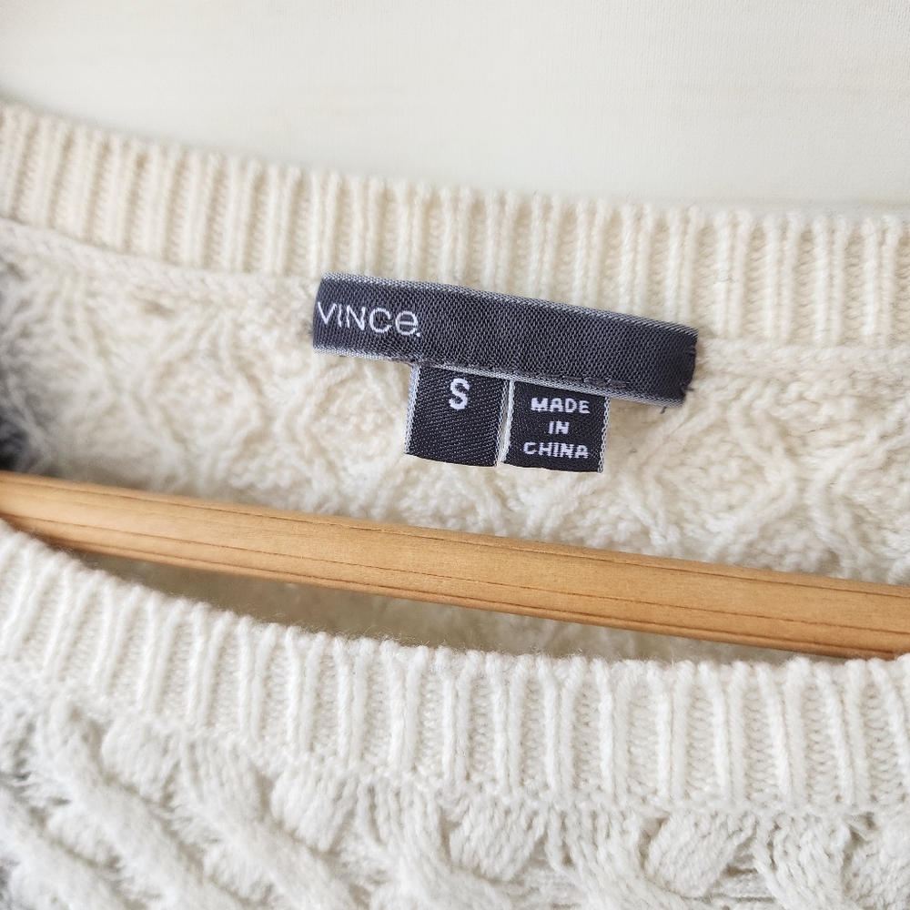 Vince Ombre Women's Black and White Wool Cashmere Sweater - Picture 7 of 9